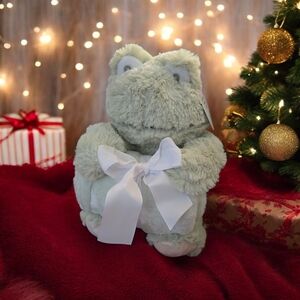 Plush Frog with White Bow